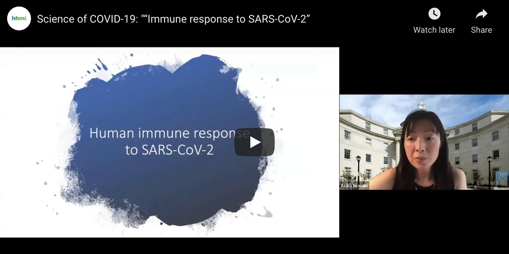 Akiko Iwasaki presents research at Science of COVID-19 webinar